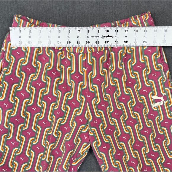 Puma Sweatpants Women L Multicolor Retro Geometric Lounge Joggers Athleisure - Picture 8 of 12
